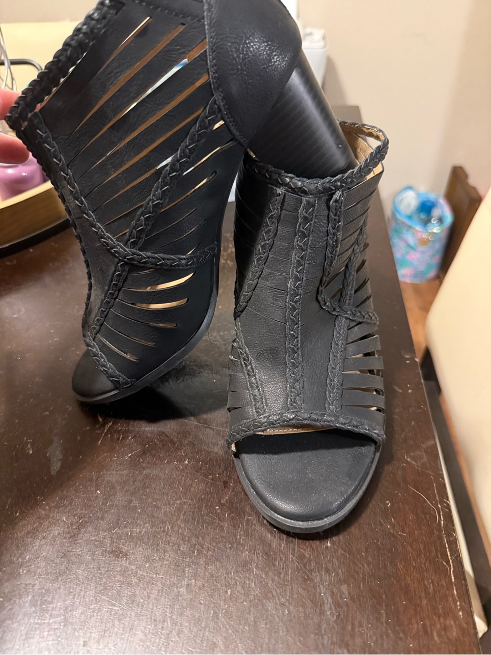 Torrid Women's Black Braided Peep-Toe Heeled Sandals